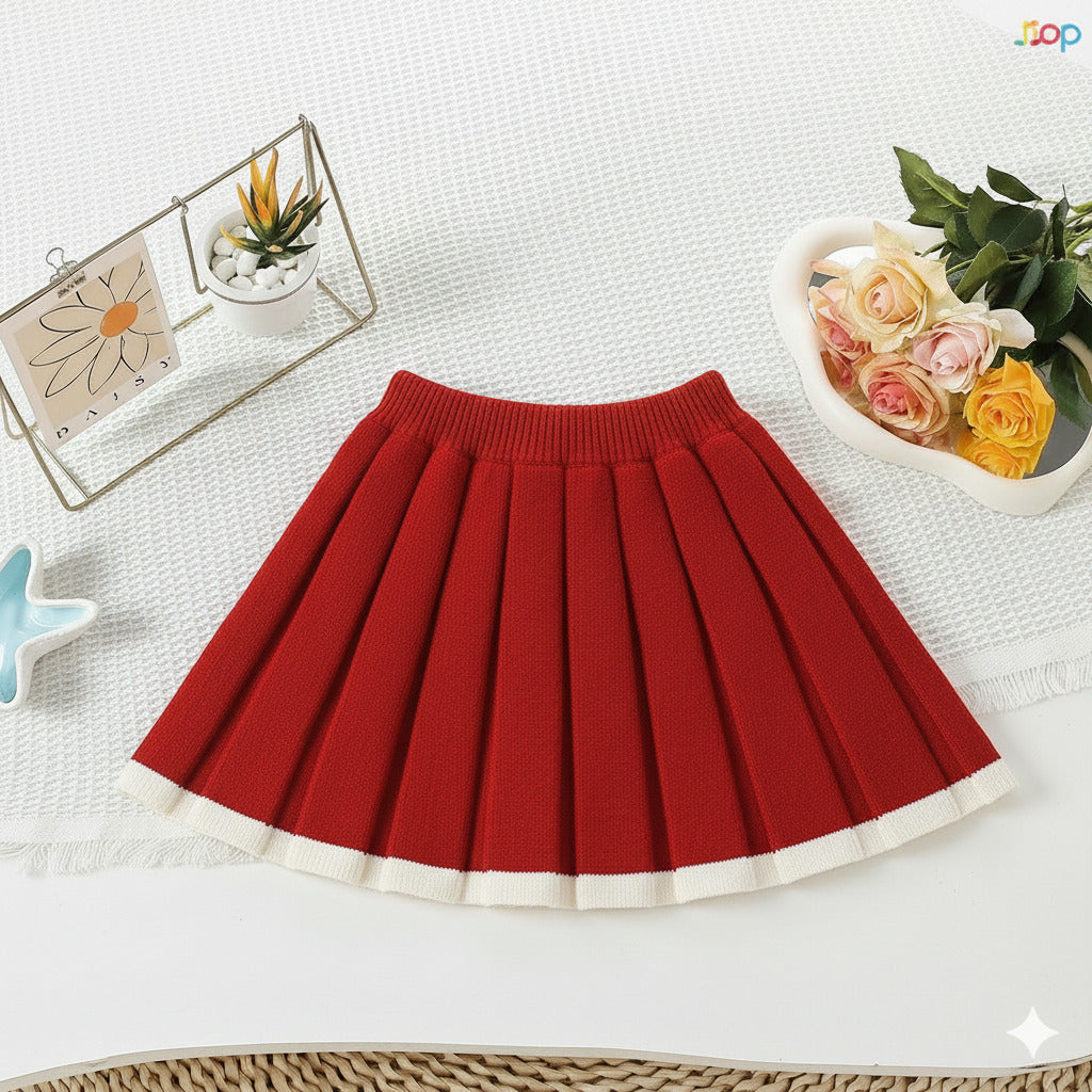 Girls Knitted Sweater Top And Skirt Set, Korean Fashion, Autumn/Winter Co-Ord Set (WITHOUT CAP AND STOCKINGS) [GCS-6666](2-7 Years)