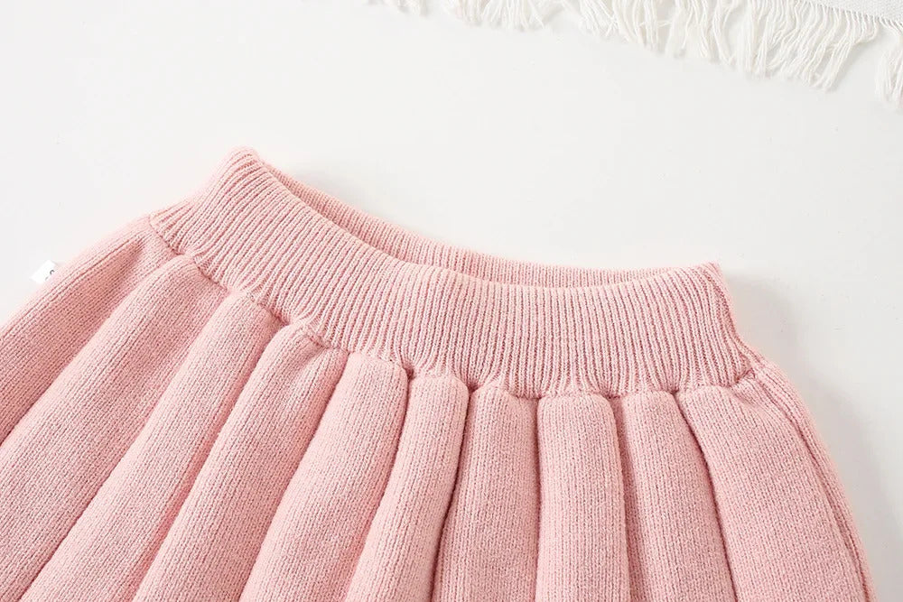 Girls Knitted Sweater Top And Skirt Set, Korean Fashion, Autumn/Winter Co-Ord Set [GCS-6665](2-7 Years)