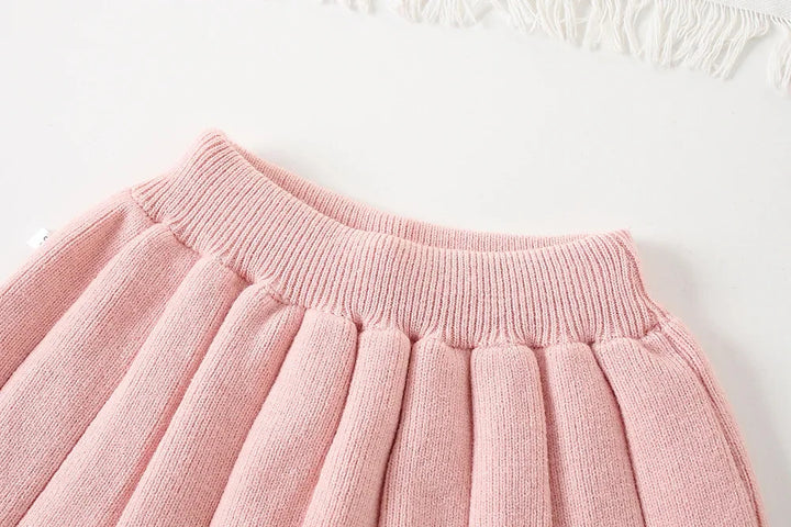 Girls Knitted Sweater Top And Skirt Set, Korean Fashion, Autumn/Winter Co-Ord Set [GCS-6665](2-7 Years)