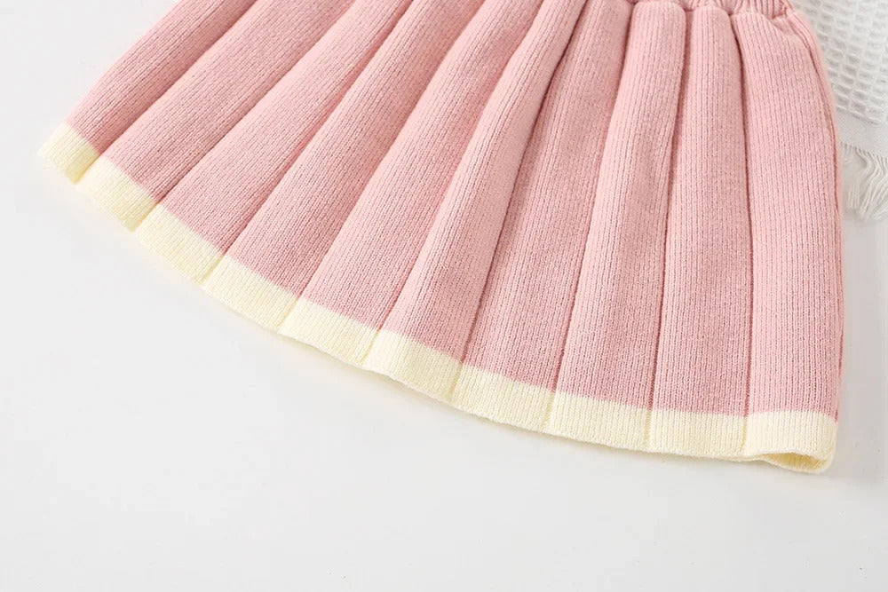 Girls Knitted Sweater Top And Skirt Set, Korean Fashion, Autumn/Winter Co-Ord Set [GCS-6665](2-7 Years)