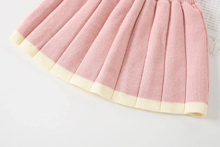 Girls Knitted Sweater Top And Skirt Set, Korean Fashion, Autumn/Winter Co-Ord Set [GCS-6665](2-7 Years)