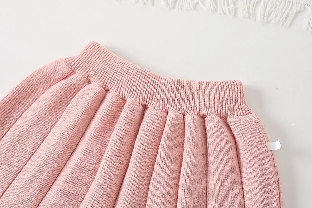 Girls Knitted Sweater Top And Skirt Set, Korean Fashion, Autumn/Winter Co-Ord Set [GCS-6665](2-7 Years)