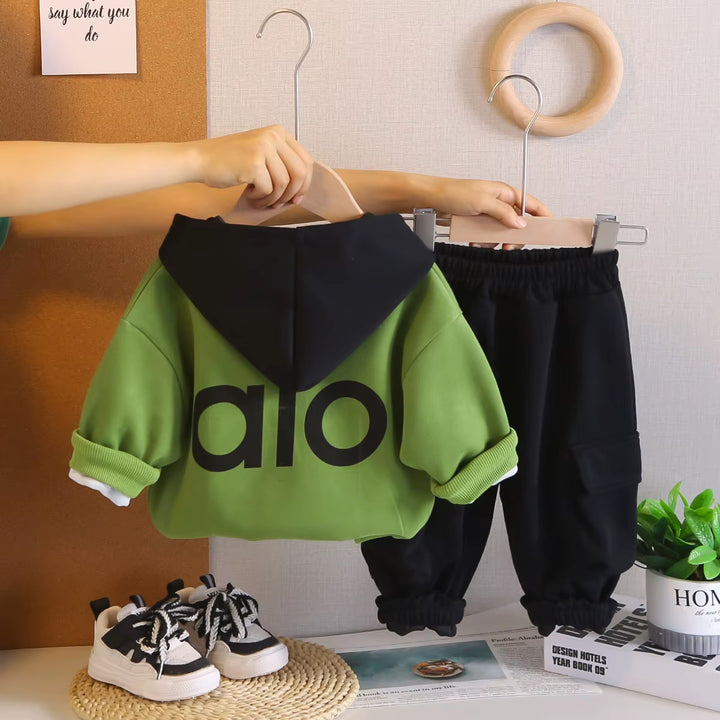 Boys Imported Black & Green Hoodie Co-Ord Set [BT-6601] [1 - 5Years]