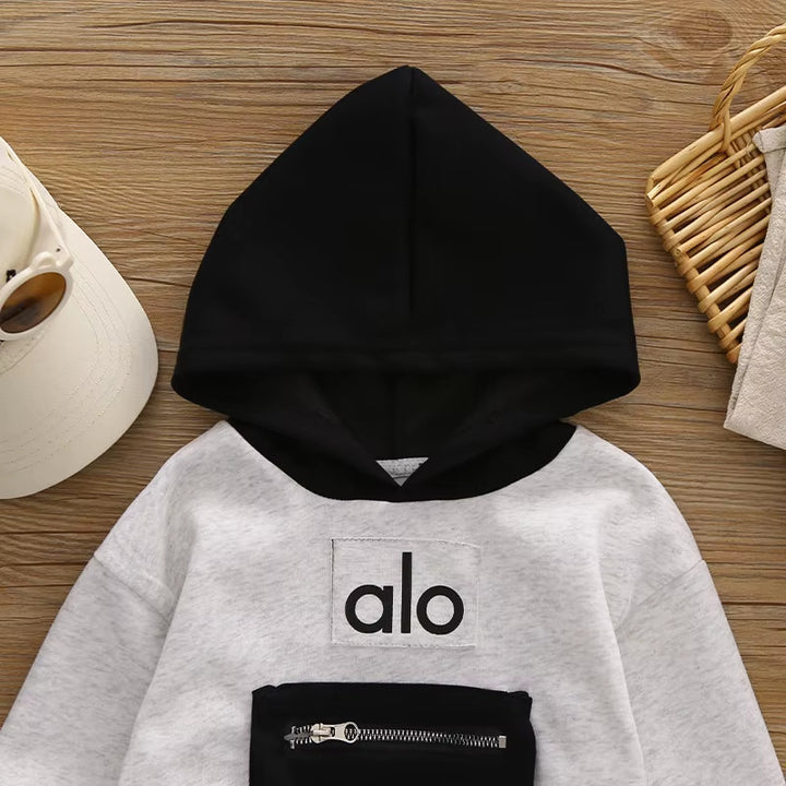 Boys Imported Black & White Hoodie Co-Ord Set [BT-6602] [1 - 5Years]