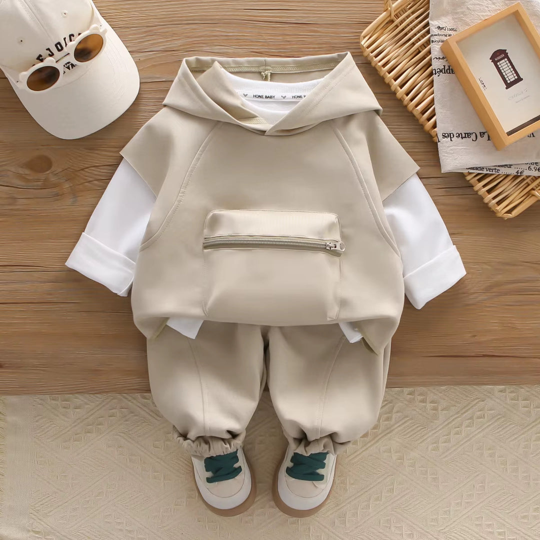 Boys Imported Beige Hoodie Co-Ord Set [BT-6599] [1 - 5Years]