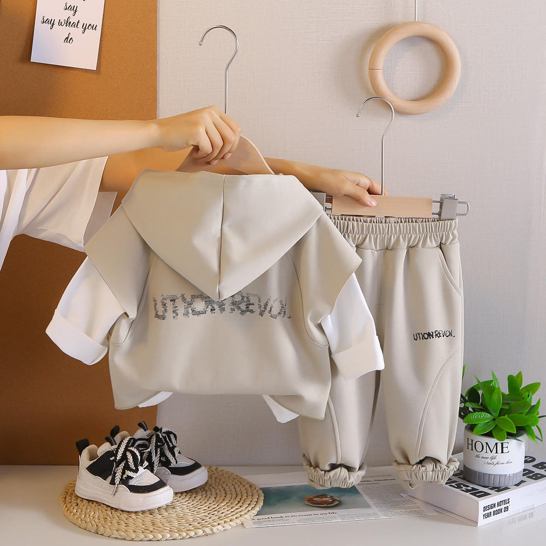 Boys Imported Beige Hoodie Co-Ord Set [BT-6599] [1 - 5Years]
