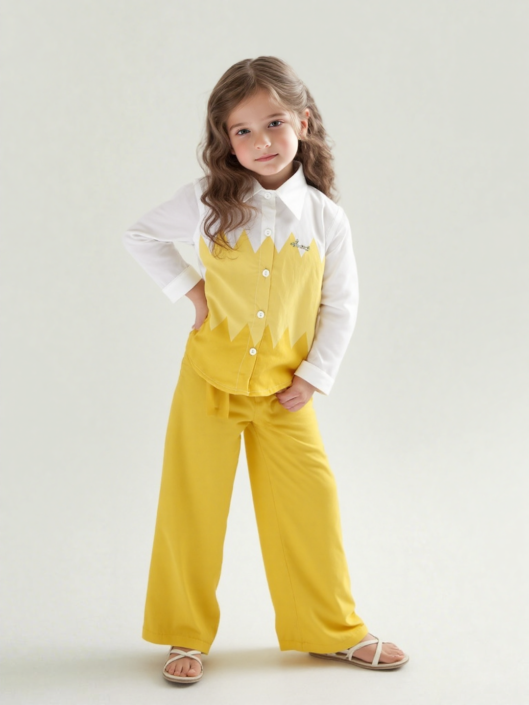 Girl's Causal Yellow Co-Ord Set [GCS-6507] (4-12 Years)