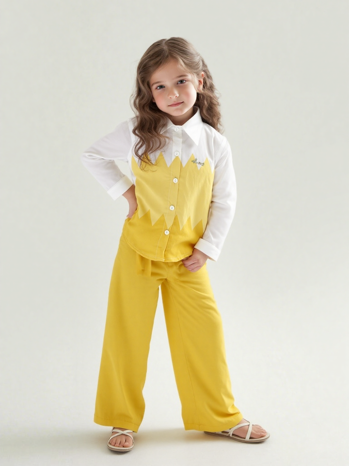 Girl's Causal Yellow Co-Ord Set [GCS-6507] (4-12 Years)
