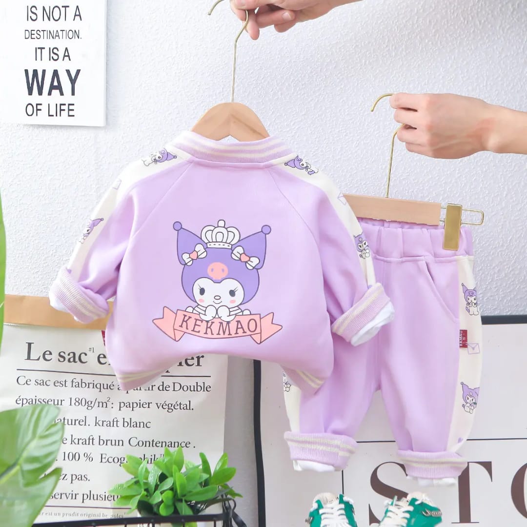 Girl's 3 Piece Imported Lavender Varsity Co-Ord Set [GCS-6425] [1 - 5Years]
