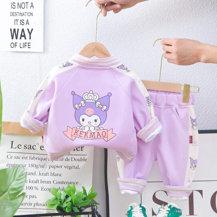 Girl's 3 Piece Imported Lavender Varsity Co-Ord Set [GCS-6425] [1 - 5Years]