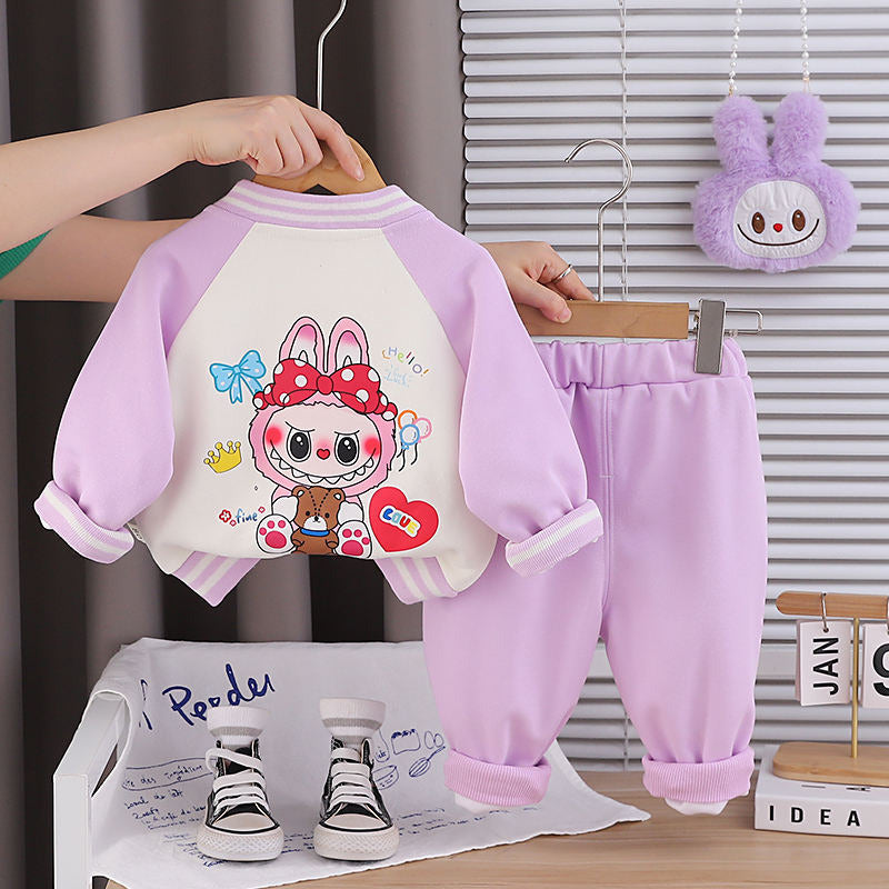 Girl's 3 Piece Imported Lavender Varsity Co-Ord Set [GCS-6432] [1 - 5Years]
