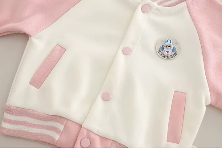 Girl's 3 Piece Imported Baby Pink Varsity Co-Ord Set [GCS-6431] [1 - 5Years]