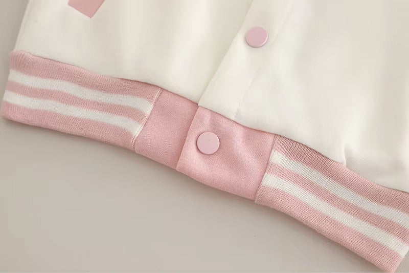 Girl's 3 Piece Imported Baby Pink Varsity Co-Ord Set [GCS-6431] [1 - 5Years]