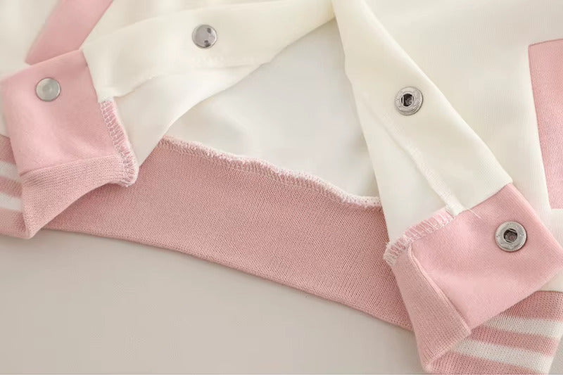 Girl's 3 Piece Imported Baby Pink Varsity Co-Ord Set [GCS-6431] [1 - 5Years]