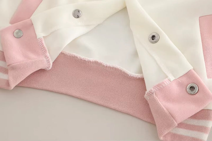Girl's 3 Piece Imported Baby Pink Varsity Co-Ord Set [GCS-6431] [1 - 5Years]