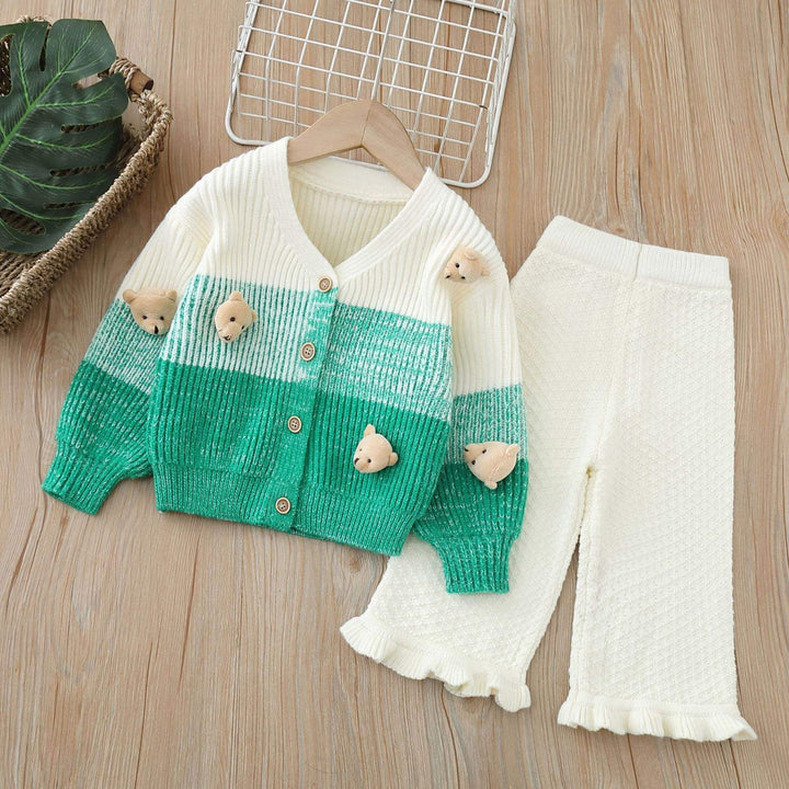 Girls Korean Knitted Winter Co-Ord Set [GCS-6338](1-6 Years)