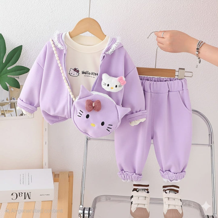 Girl's Lavender 3 Piece Co-Ord Set [GCS-6126](1-6 Years)