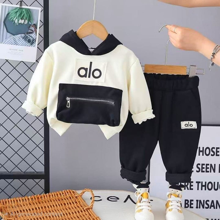 Boys Imported Black & White Hoodie Cord Set [BT-6602] [1 - 5 Years]