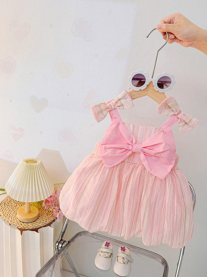 Girl's Imported Pink Bow Frock [GF-3453] (9M- 4Years)