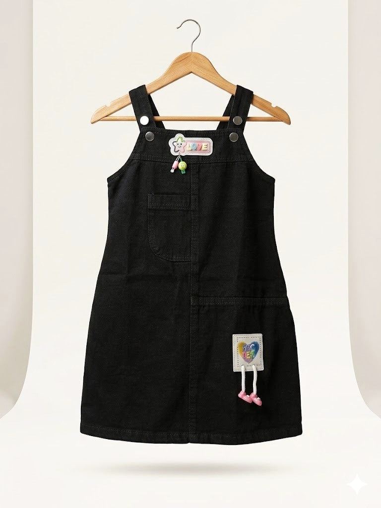 Girls Black Denim Dress [GD-5641] (1-6Years)