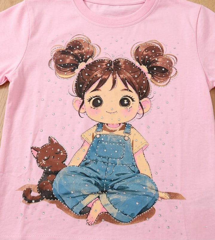 Girl's Imported Oversized Pink Co-Ord Set [GCS-4589] (5-11 Years)