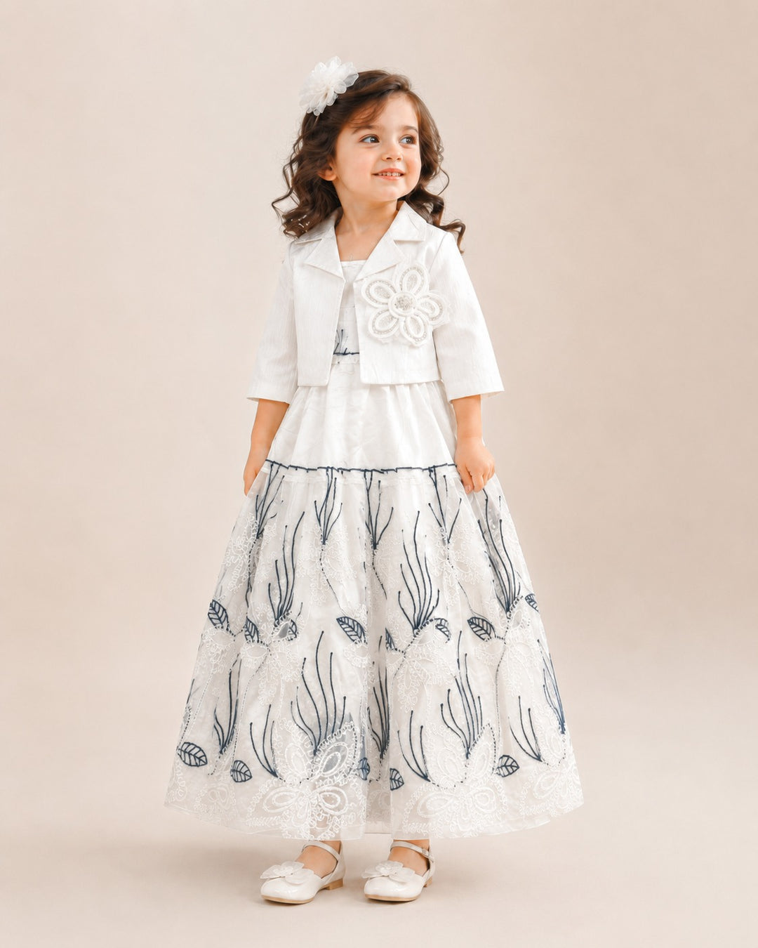 GIRLS EMBROIDED LONG ONEPIECE WITH JACKET [GD-2514] (4-12 Years)
