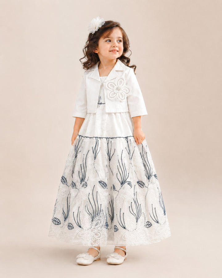 GIRLS EMBROIDED LONG ONEPIECE WITH JACKET [GD-2514] (4-12 Years)