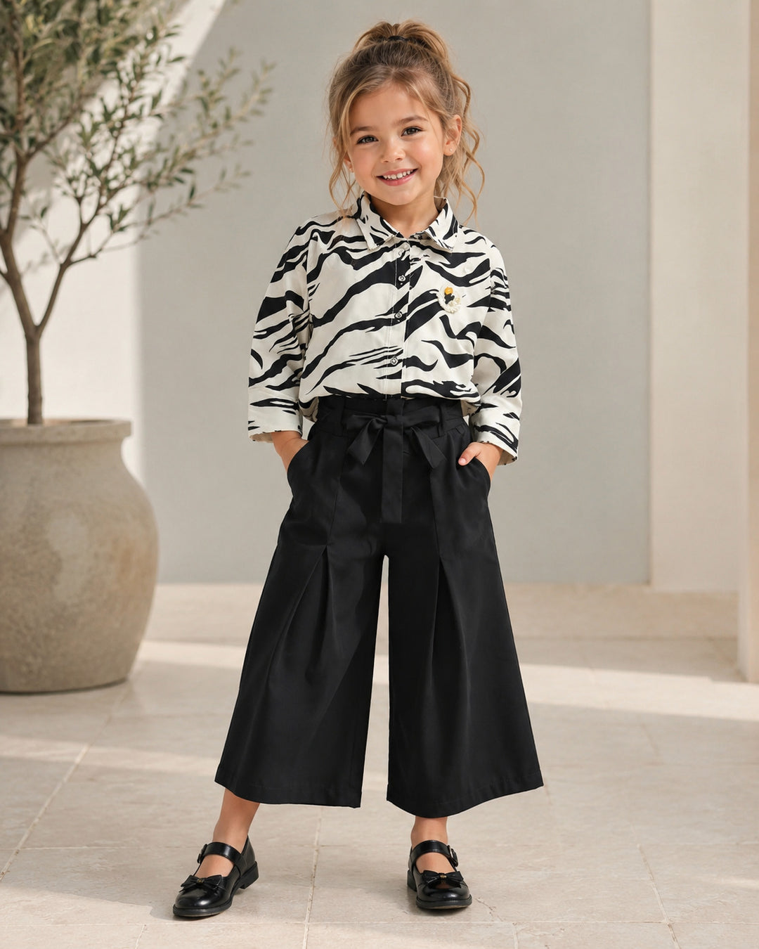 Girls Printed White Co-Ord Set [GCS-1514] (4-12 Years)