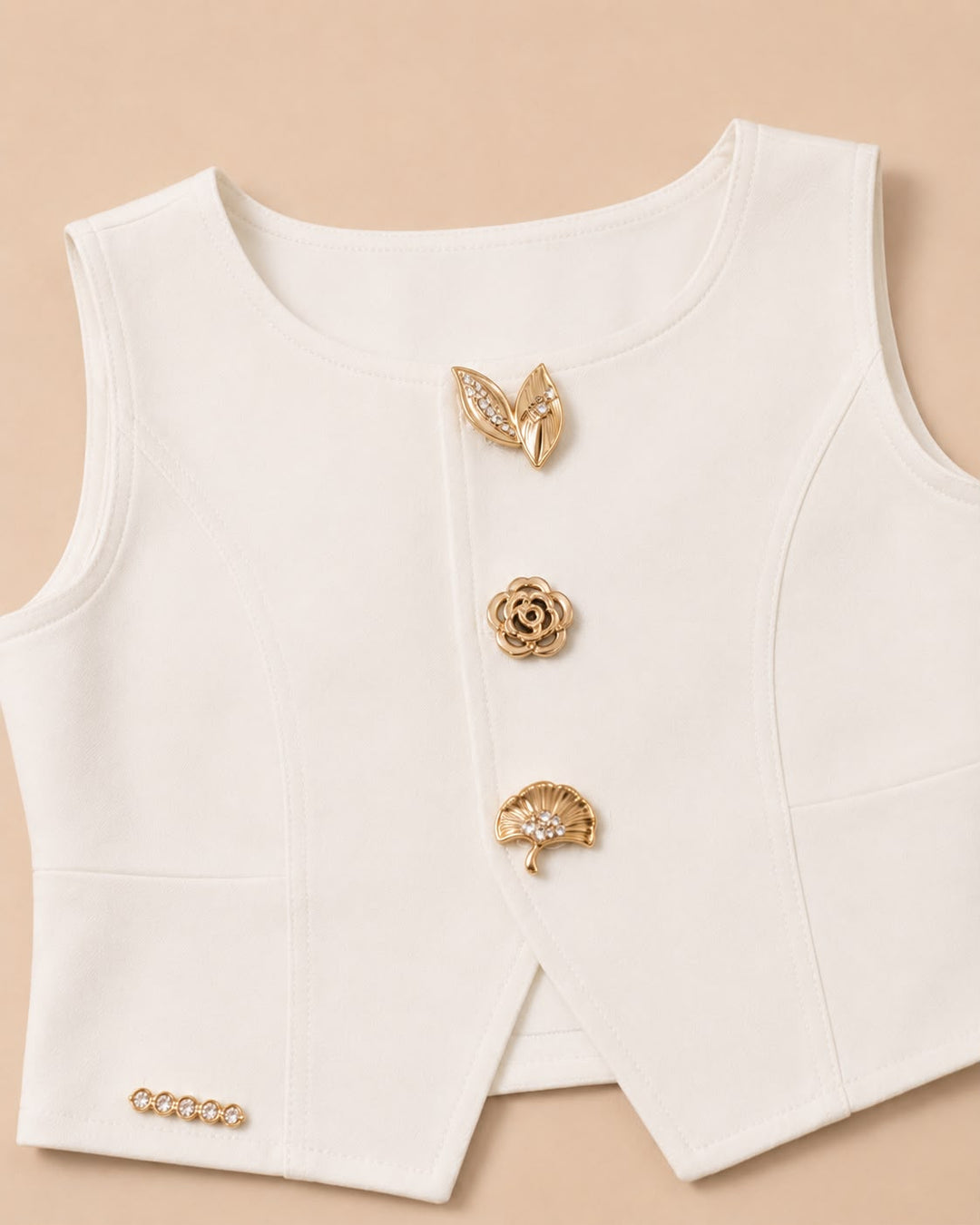 Girls Imported White Waist Coat Co-Ord Set [3F-4569] (4-12Years)