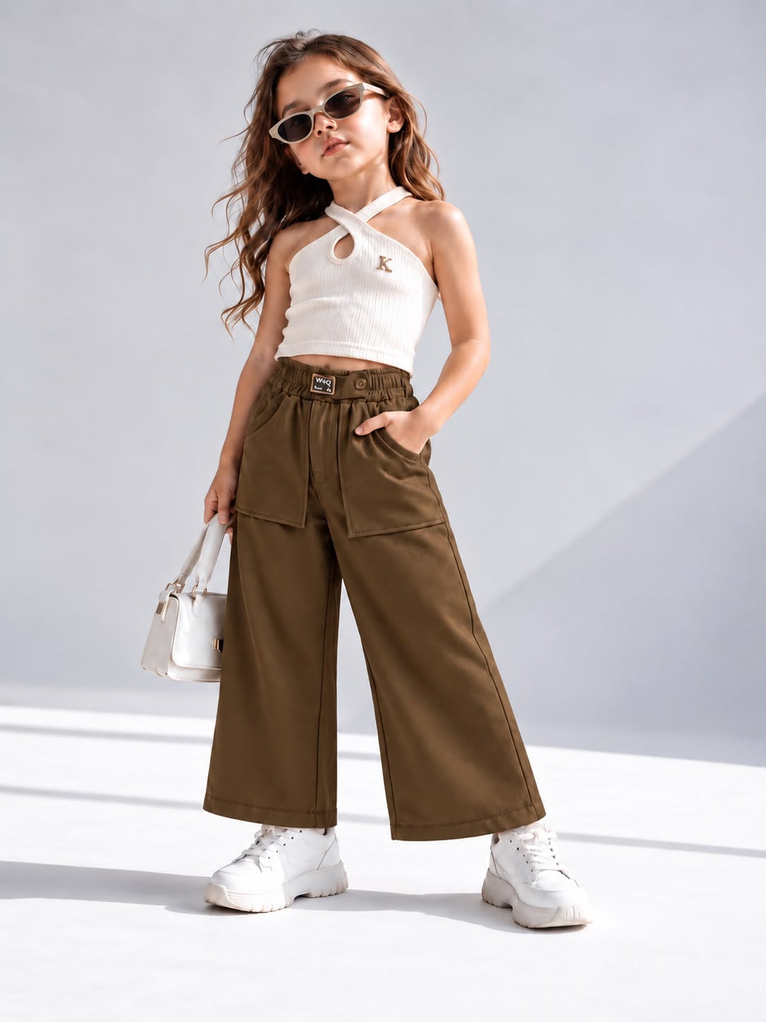 Girls Brown Korean Pant [ONLY PANT] [GJ-5D-2814] (4-12Years)