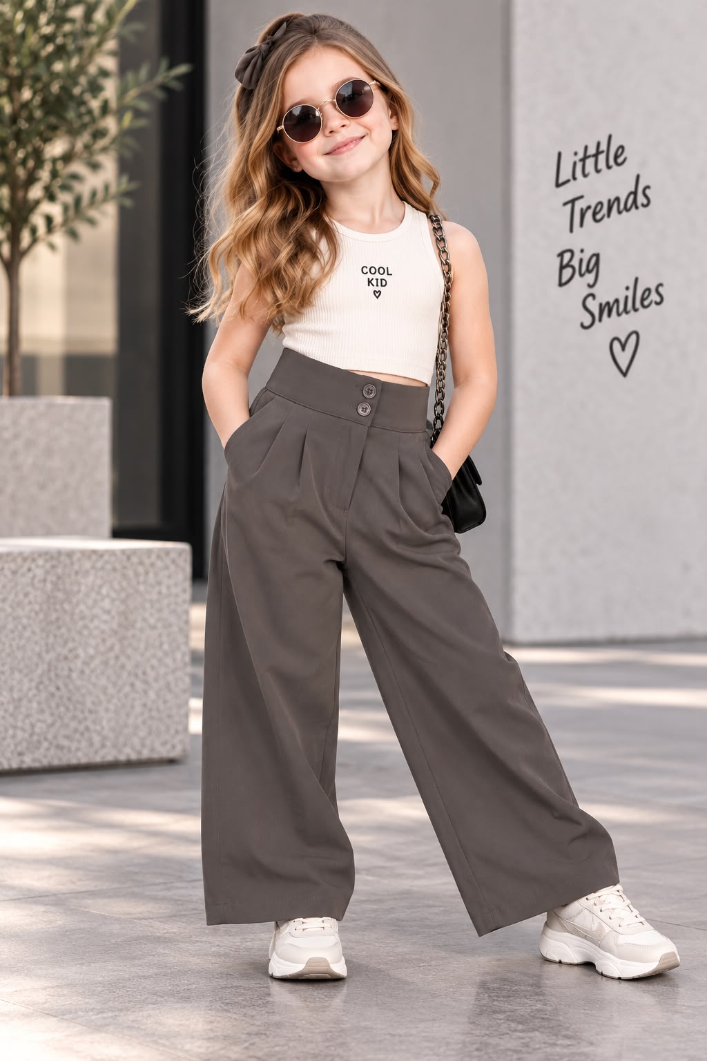 Girls Double Button Korean Pant [ONLY PANT] [GJ-3D-6715] (4-12Years)