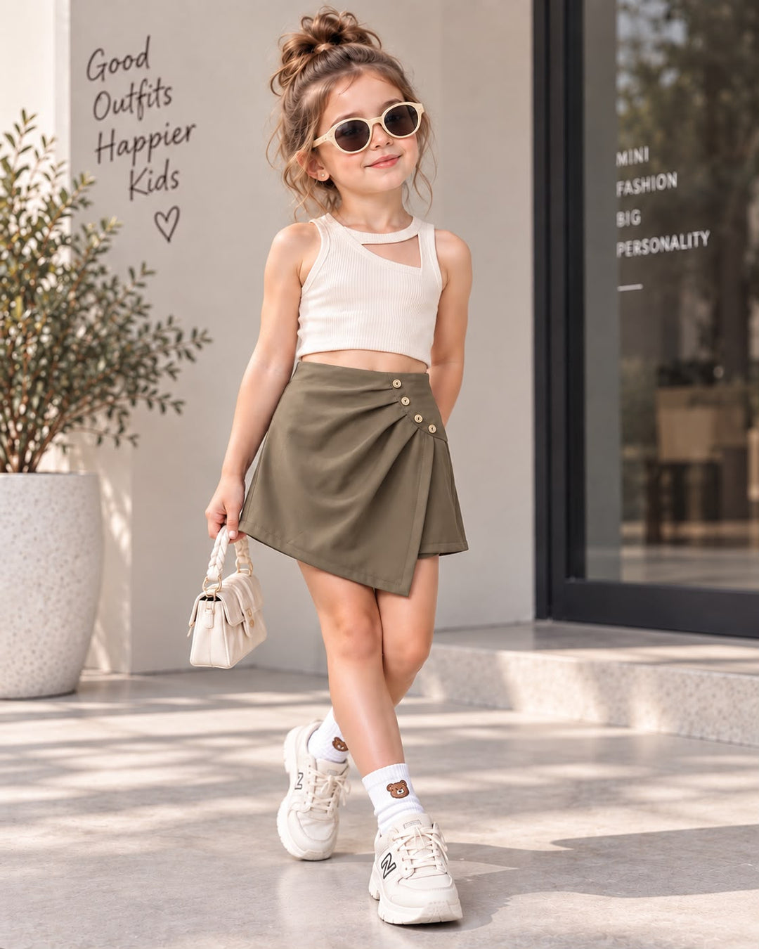 Girls Light Brown Skirts (Only Skirt) [GS-1D-3474] [5-13Years]