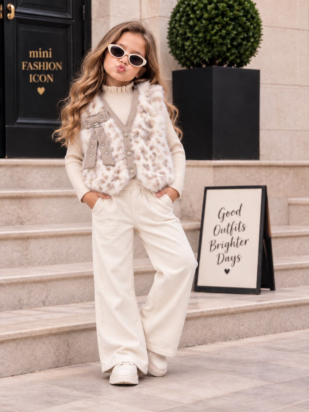 Girl's Imported 3 Piece Cream Winter Co-Ord Set [GCS-5J-8501] [2- 7Years]