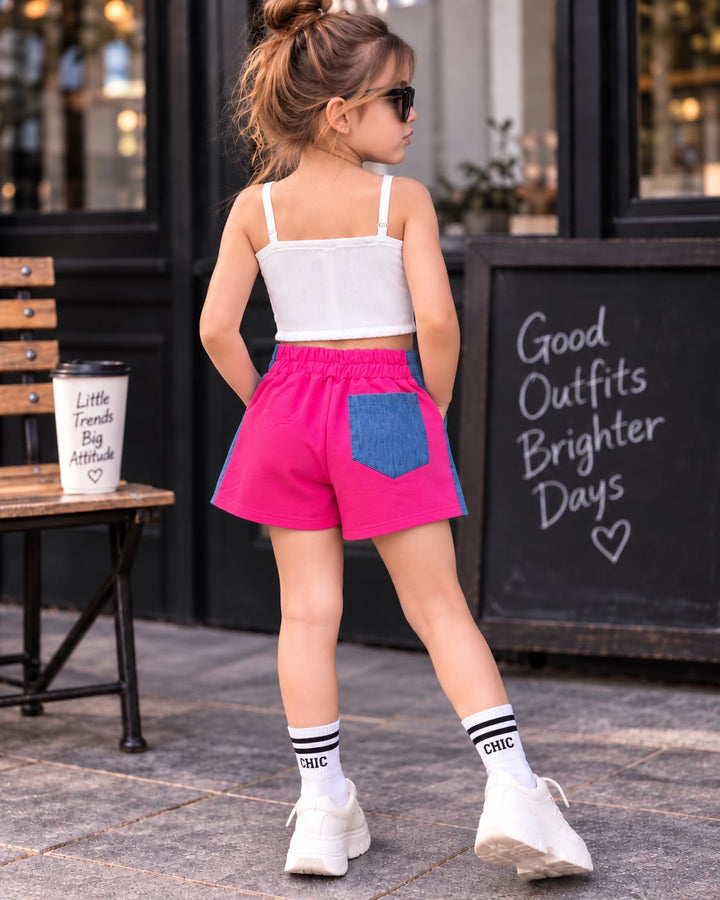 Girl's White Urban Pop 3 Piece Oversize Co-Ord Set Set [GCS-1F-1544] (4-12Years)