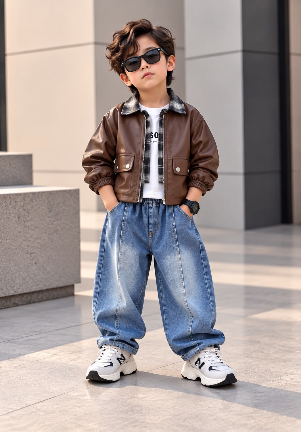 Boys 3 Piece Brown Leather Cord Set [BT-M-2345] [2- 7 Years]