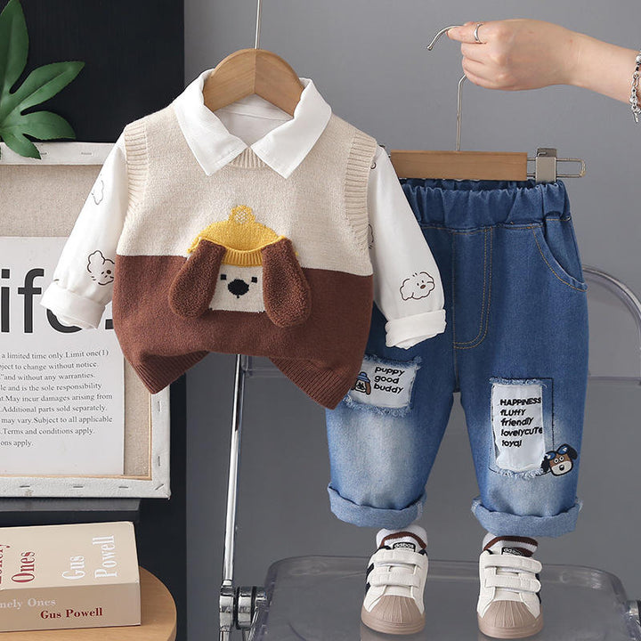 Boys Imported 3 Piece Brown Cord Set [BT-L-0332] [1-6Years]