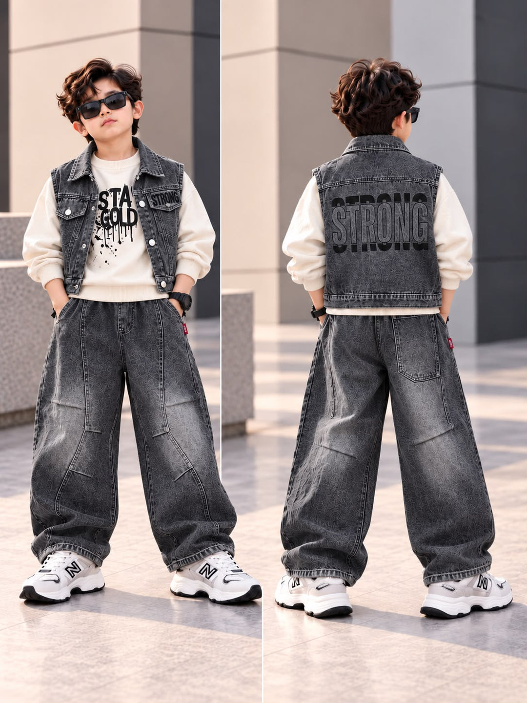 Boys Imported 3 Piece Black Denim Cord Set [BT-3F-3129] [1-6Years]
