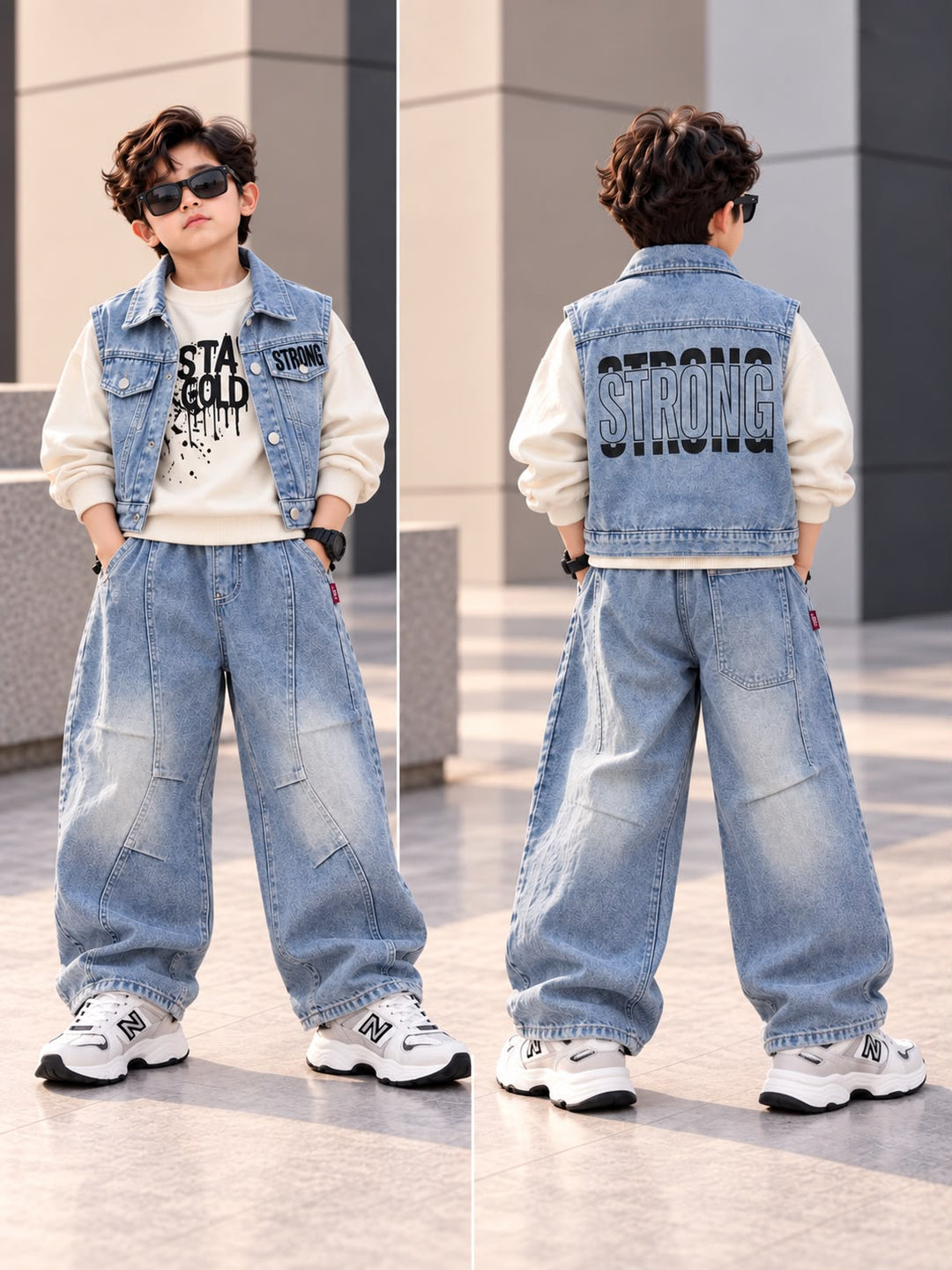 Boys Imported 3 Piece Blue Denim Cord Set [BT-6F-2522] [1-6Years]