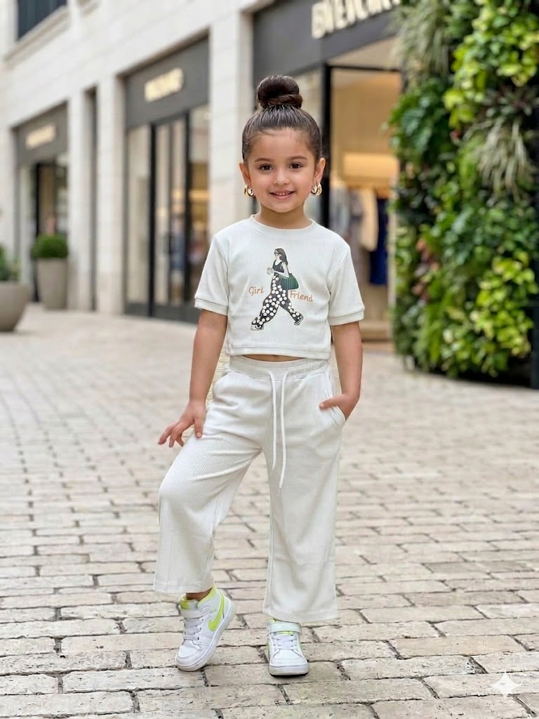 Girlfriend Pearl White Co-Ord Set [GCS-9667](4-12 Years)
