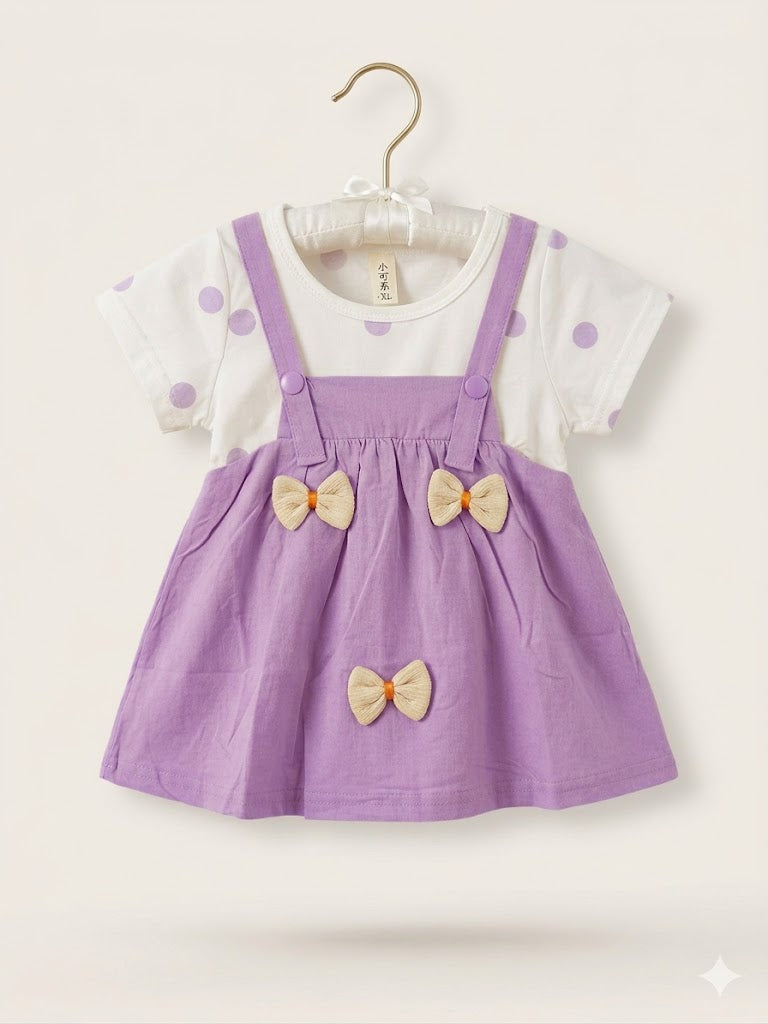 Girls Summer Lavender Bow Cotton Frock [GF-6854] (6M - 3 Years)