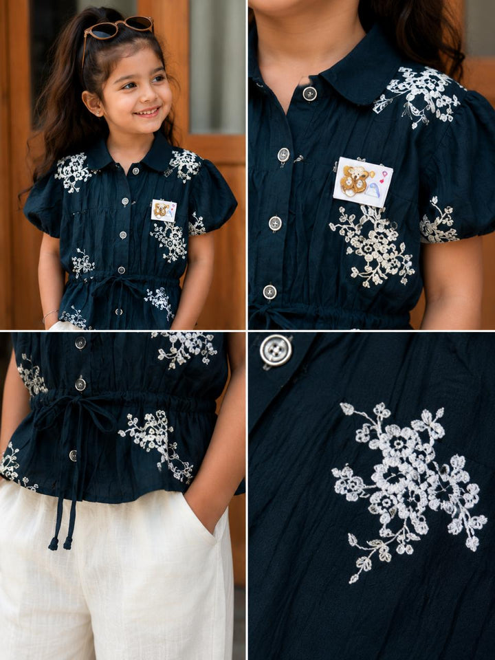 Girls Airforce Embroidered Co-Ord Set [2H-8866] (4-12 Years)