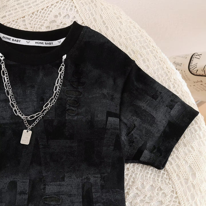 Boys Imported Black Cord Set With Locket [BT -8421]