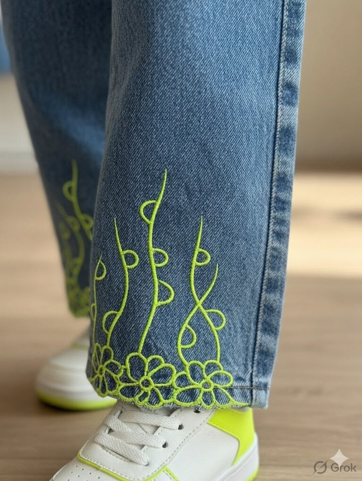 Girls Designer Straight  Green Fit  Denim (Only Jeans) [GJ-1050] (1-12Years)