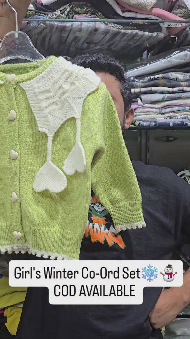 Girls Korean Knitted Winter Co-Ord Set [GCS-6342](1-6 Years)