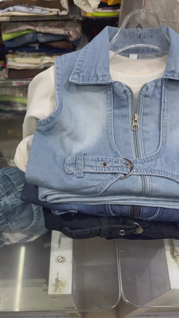 Girls 3 Piece Medium Blue Denim Co-Ord Set [GCS-5J-0460] (4-12Years)