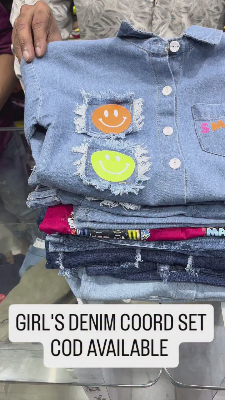 Girl's Denim 2 Peice Co-Ord Set [GCS-6214] (4-12 Years)