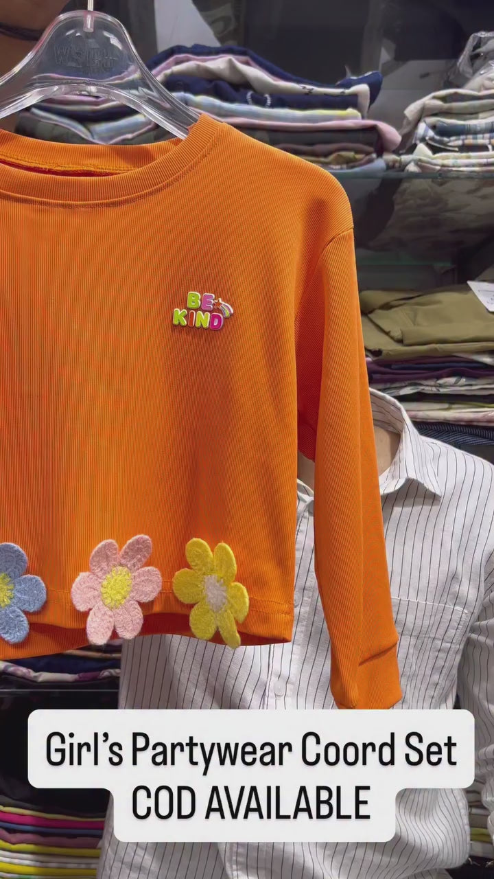 Girl's Party Wear Orange Co-Ord Set [GCS-6262](4-12 Years)