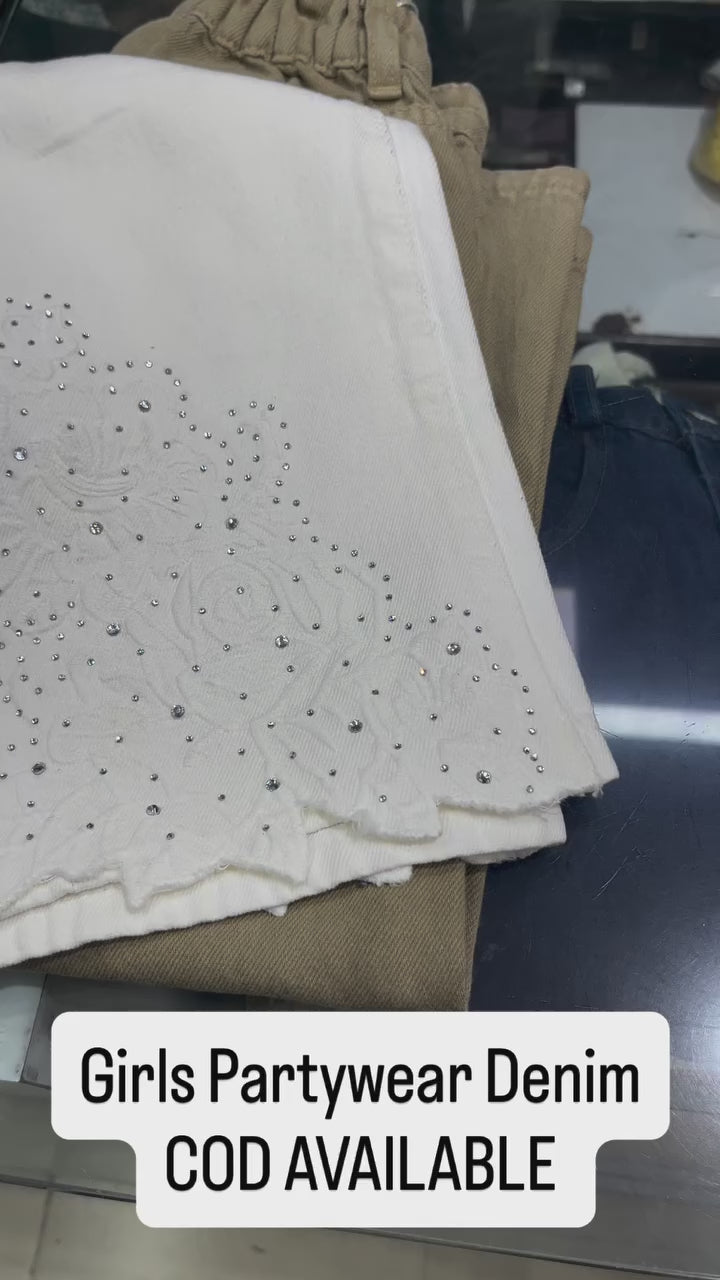 Girls Wide Leg Party Wear Jeans [GJ-1009] ( 5Y -12Years)