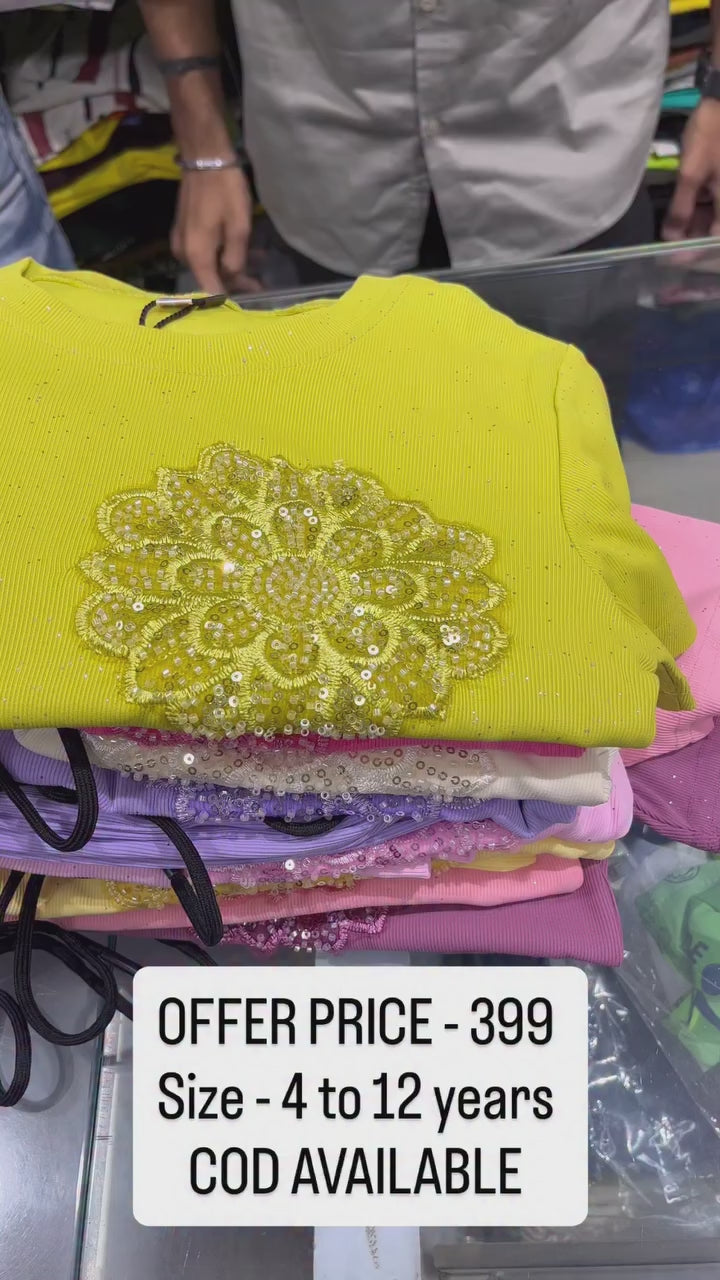 Girls Party Wear Baby Pink Co-Ord Set [GCS-6334](4-12 Years)