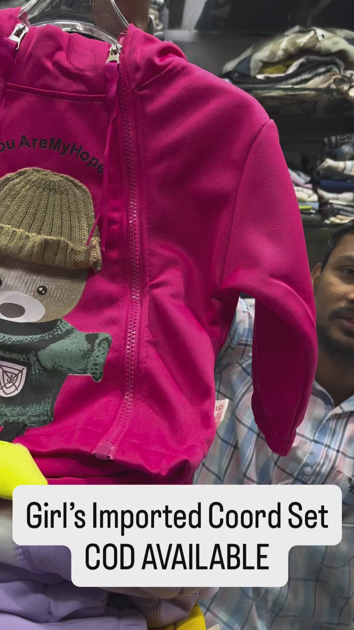 Girl's 3 Piece Imported Hooded Co-Ord Set [GCS-6430] [1 - 5Years]